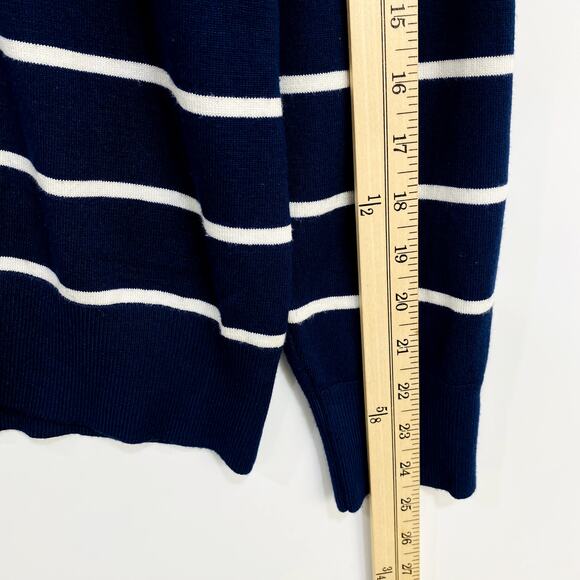 Charter Club Cardigan Womens Size XL Blue Striped Faux Pearl Button Long Sleeve - Picture 8 of 10